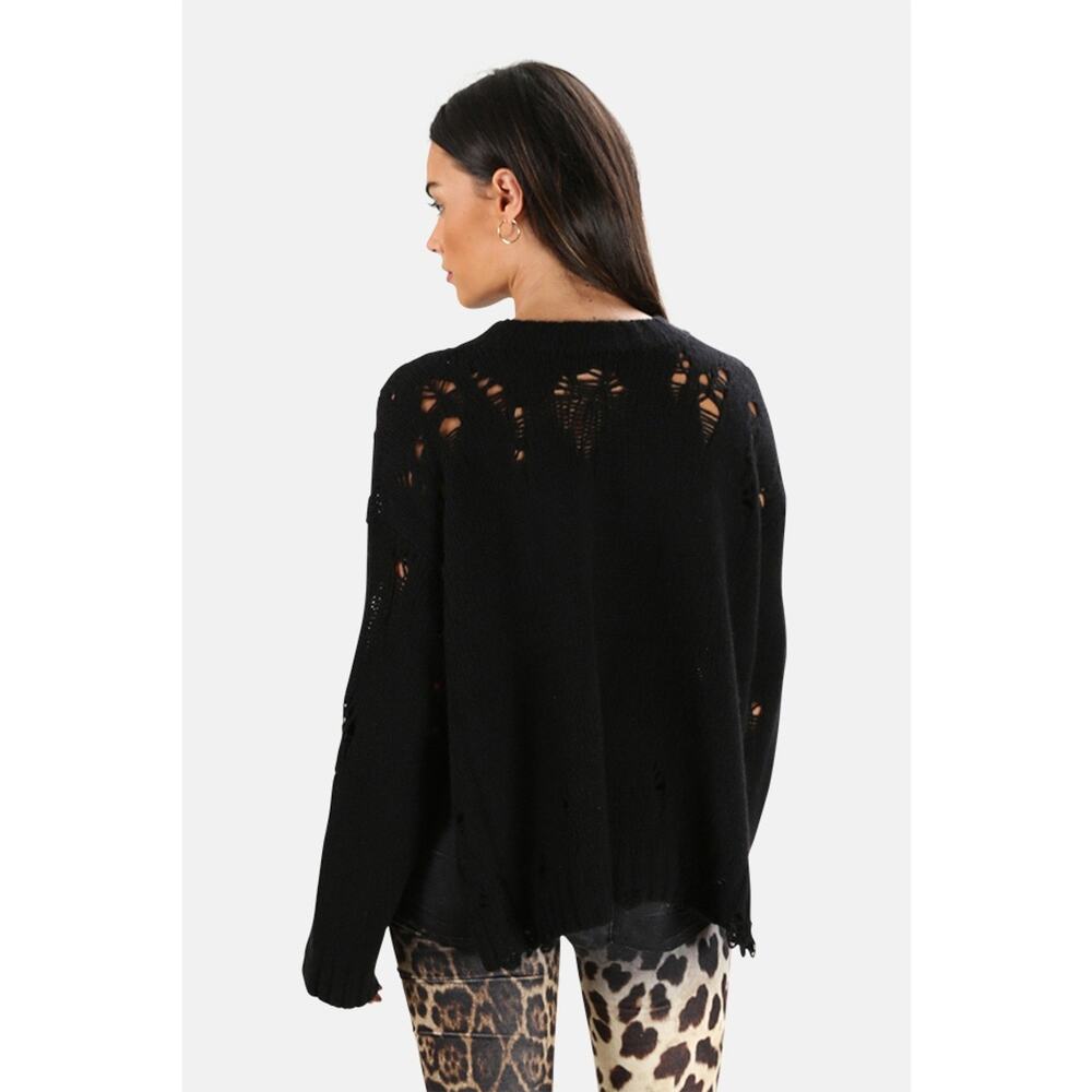 R13 Cashmere Shredded Side Slit Sweater Pullover Edgy Grunge Black Size XS - Picture 9 of 9